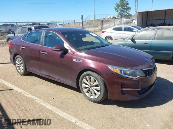 2017 Kia Optima LX with VIN 5XXGT4L33HG163285, listed as a IAAI auction lot 41802193 with 122,159 mi miles. Bid and sale history available at carsss.com. Image 1.