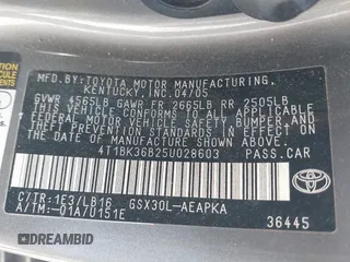2005 Toyota Avalon XL with VIN 4T1BK36B25U028603, listed as a IAAI auction lot 41832427 with 154,495 mi miles and . Bid and sale history available at DreamBid. Image 9.