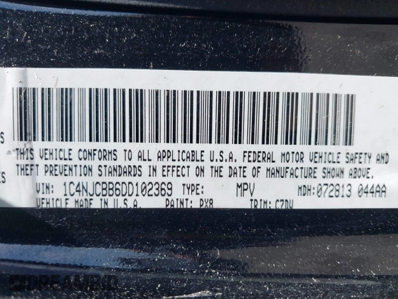 2013 Jeep Compass Sport with VIN 1C4NJCBB6DD102369, listed as a IAAI auction lot 42027866 with 149,937 mi miles. Bid and sale history available at carsss.com. Image 9.