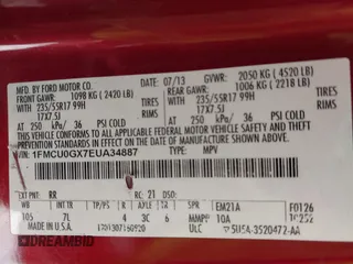 2014 Ford Escape SE with VIN 1FMCU0GX7EUA34887, listed as a IAAI auction lot 41708754 with 156,656 mi miles. Bid and sale history available at carsss.com. Image 9.