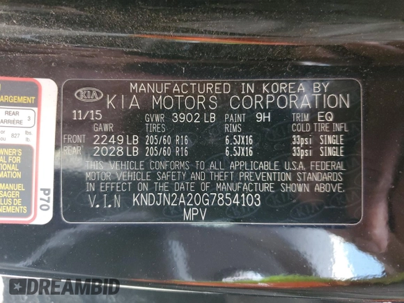 2016 Kia Soul with VIN KNDJN2A20G7854103, listed as a Copart auction lot 51699575 with 122,219 mi miles and Salvage Title. Bid and sale history available at carsss.com. Image 13.
