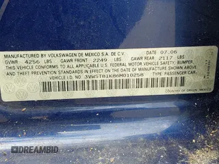 2006 Volkswagen Jetta 1.9L TDI с VIN 3VWST81K86M010258, выставлен на аукционе IAAI как лот 42313051 с пробегом 237 952 миль миль и . История ставок и продаж доступна на DreamBid. Изображение 9.