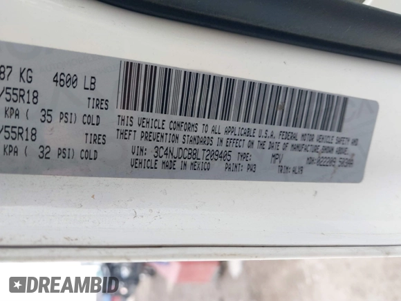 2020 Jeep Compass Limited with VIN 3C4NJDCB8LT209405, listed as a IAAI auction lot 38675190 with 53,381 mi miles and . Bid and sale history available at DreamBid. Image 9.