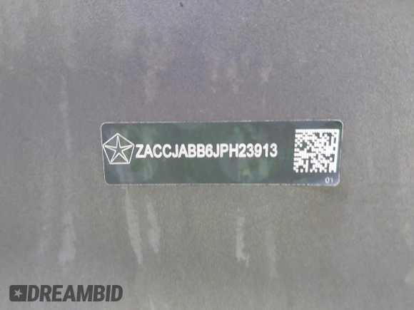 2018 Jeep Renegade Altitude с VIN ZACCJABB6JPH23913, выставлен на аукционе IAAI как лот 42439183 с пробегом 58 017 миль миль и . История ставок и продаж доступна на DreamBid. Изображение 18.