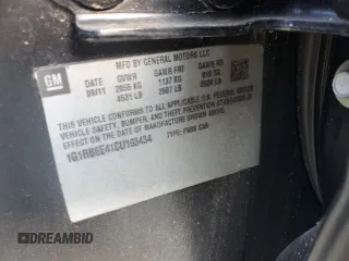 2012 Chevrolet Volt with VIN 1G1RB6E41CU103434, listed as a Copart auction lot 55796685 with 222,084 mi miles and Clean Title. Bid and sale history available at carsss.com. Image 12.