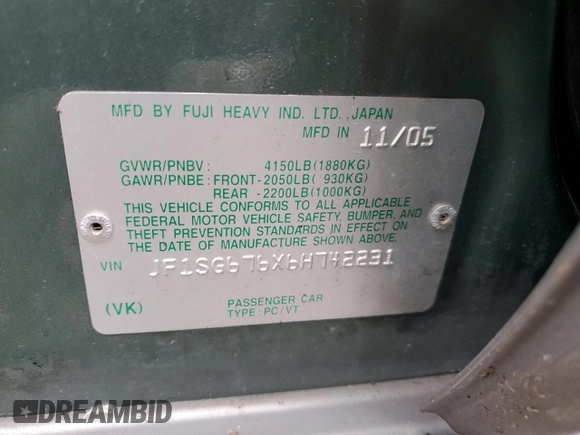 2006 Subaru Forester 2.5 X L.L. Bean Edition with VIN JF1SG676X6H742231, listed as a Copart auction lot 49424265 with 127,946 mi miles and Salvage Title. Bid and sale history available at carsss.com. Image 13.