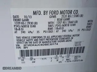 2013 Ford Edge SEL with VIN 2FMDK4JC6DBE30174, listed as a IAAI auction lot 42085891 with 154,379 mi miles. Bid and sale history available at carsss.com. Image 9.