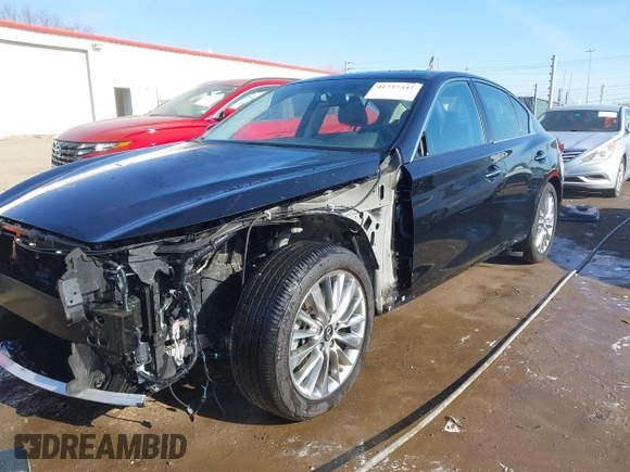 2023 Infiniti Q50 Luxe with VIN JN1EV7BR3PM542405, listed as a IAAI auction lot 41737342 with 12,353 mi miles and . Bid and sale history available at DreamBid. Image 6.