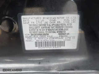 2019 Nissan Versa Sedan SV with VIN 3N1CN7AP6KL836259, listed as a IAAI auction lot 42106727 with 135,385 mi miles. Bid and sale history available at carsss.com. Image 9.