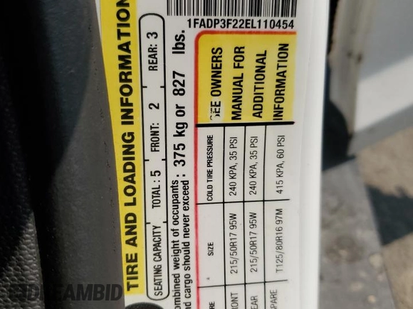 2014 Ford Focus SE with VIN 1FADP3F22EL110454, listed as a Copart auction lot 70076854 with 98,577 mi miles and Salvage Title. Bid and sale history available at carsss.com. Image 12.