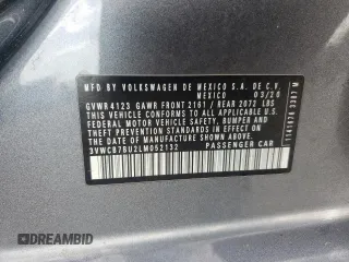 2020 Volkswagen Jetta S with VIN 3VWCB7BU2LM052132, listed as a Copart auction lot 55472255 with 82,148 mi miles and Salvage title. Bid and sale history available at DreamBid. Image 12.