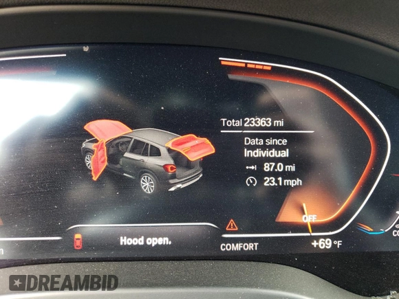 2024 BMW X3 sDrive30i with VIN 5UX43DP01R9V58548, listed as a Copart auction lot 47948765 with 23,363 mi miles and Salvage Title. Bid and sale history available at DreamBid. Image 9.