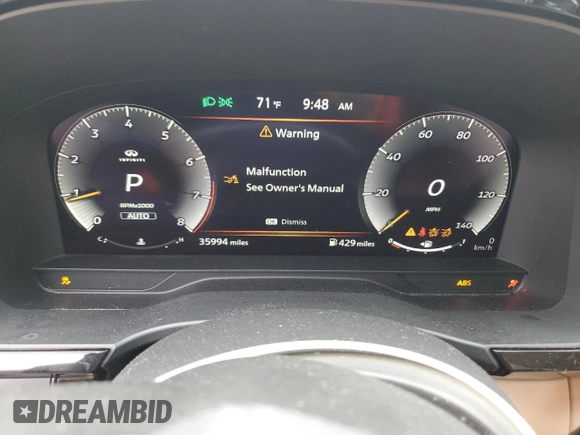 2023 Infiniti QX60 Luxe z VIN 5N1DL1FS5PC362269, wystawiony jako Copart lot #59738215 z przebiegiem 35 994 mil mil oraz Szkoda całkowita • Salvage title. Historia ofert i sprzedaży dostępna na DreamBid. Obrazek 9.