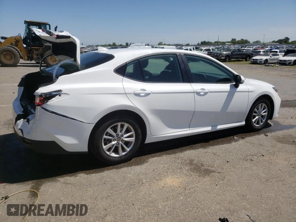 2025 Toyota Camry LE with VIN 4T1DAACK0SU001206, listed as a Copart auction lot 53159095 with 25,098 mi miles and Salvage Title. Bid and sale history available at carsss.com. Image 3.