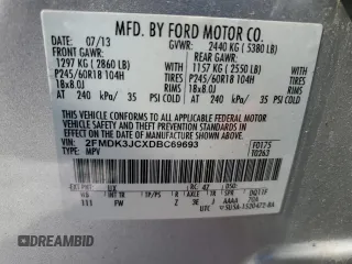 2013 Ford Edge SEL with VIN 2FMDK3JCXDBC69693, listed as a Copart auction lot 46262515 with 159,188 mi miles and Non Repairable. Bid and sale history available at carsss.com. Image 14.