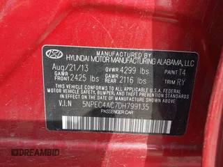 2013 Hyundai Sonata Limited with VIN 5NPEC4AC7DH799135, listed as a IAAI auction lot 42134001 with 142,212 mi miles and . Bid and sale history available at carsss.com. Image 9.