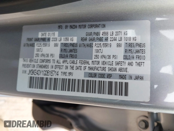 2016 Mazda CX-5 Grand Touring with VIN JM3KE4DY1G0616714, listed as a IAAI auction lot 41459781 with 90,763 mi miles. Bid and sale history available at carsss.com. Image 9.