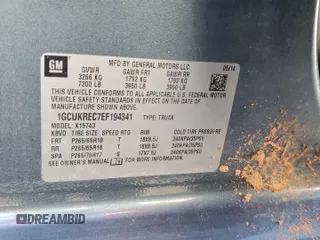 2014 Chevrolet Silverado 1500 LT with VIN 1GCUKREC7EF194341, listed as a Copart auction lot 75795304 with Not Provided miles and Salvage Title. Bid and sale history available at DreamBid. Image 14.