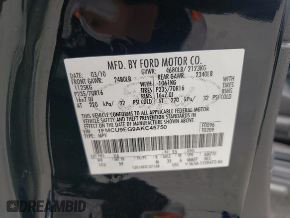 2010 Ford Escape Limited с VIN 1FMCU9EG9AKC45750, выставлен на аукционе Copart как лот 53229405 с пробегом 175 285 миль миль и Списание • Salvage title. История ставок и продаж доступна на DreamBid. Изображение 13.