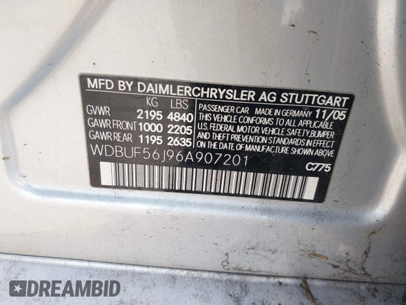 2006 Mercedes-Benz E 350 z VIN WDBUF56J96A907201, wystawiony jako IAAI lot #41855889 z przebiegiem 199 029 mil mil oraz . Historia ofert i sprzedaży dostępna na DreamBid. Obrazek 9.