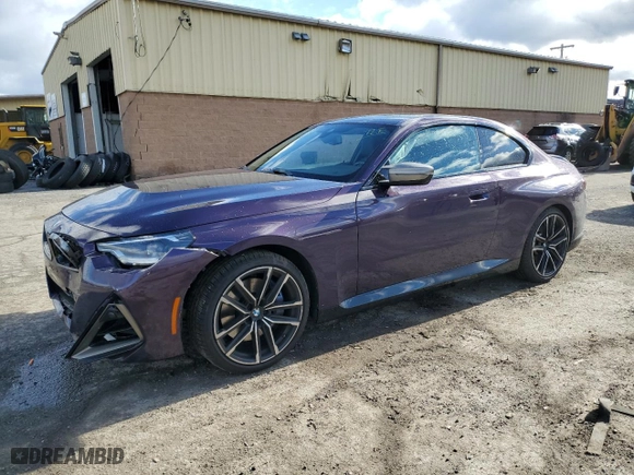 2022 BMW 2 Series M240i xDrive with VIN 3MW53CM09N8C49139, listed as a Copart auction lot 87320934 with 26,753 mi miles and Salvage Title. Bid and sale history available at carsss.com. Image 1.