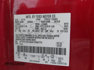 2010 Ford F-150 XL with VIN 1FTFX1EV8AFD92773, listed as a IAAI auction lot 42328082 with 112,468 mi miles and . Bid and sale history available at DreamBid. Image 9.