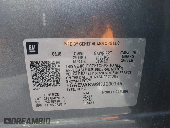 2019 Buick Enclave Essence with VIN 5GAEVAKW9KJ130145, listed as a IAAI auction lot 41928905 with 79,373 mi miles and . Bid and sale history available at carsss.com. Image 9.