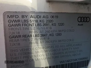 2019 Audi Q3 Premium with VIN WA1AECF34K1069662, listed as a Copart auction lot 45853745 with 72,726 mi miles and Salvage Title. Bid and sale history available at carsss.com. Image 13.