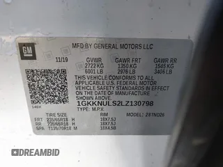 2020 GMC Acadia SLT with VIN 1GKKNULS2LZ130798, listed as a IAAI auction lot 37780986 with 51,878 mi miles and . Bid and sale history available at DreamBid. Image 9.