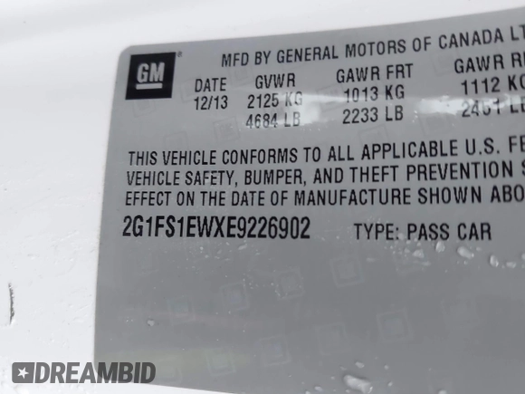 2014 Chevrolet Camaro SS with VIN 2G1FS1EWXE9226902, listed as a IAAI auction lot 41900970 with 79,688 mi miles. Bid and sale history available at carsss.com. Image 9.