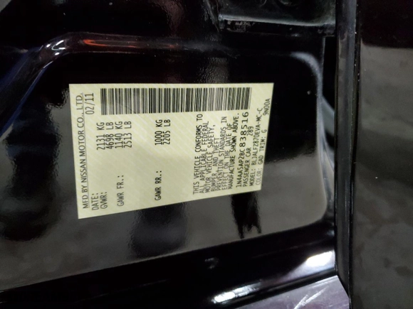 2011 Nissan Maxima 3.5 S with VIN 1N4AA5AP2BC838516, listed as a Copart auction lot 47819565 with 133,286 mi miles and Salvage Title. Bid and sale history available at carsss.com. Image 12.