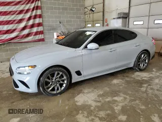 2022 Genesis G70 2.0T with VIN KMTG34TA2NU092828, listed as a Copart auction lot 47296105 with 15,737 mi miles and Salvage Title. Bid and sale history available at carsss.com. Image 1.