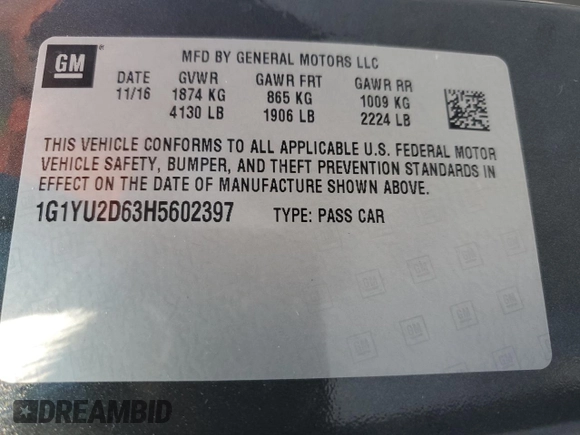 2017 Chevrolet Corvette Z06 3LZ with VIN 1G1YU2D63H5602397, listed as a Copart auction lot 47068345 with 45,752 mi miles and Salvage Title. Bid and sale history available at carsss.com. Image 14.