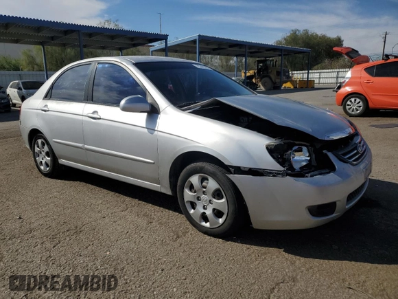 2008 Kia Spectra EX with VIN KNAFE122185498723, listed as a Copart auction lot 75348554 with 117,950 mi miles and Salvage Title. Bid and sale history available at carsss.com. Image 4.