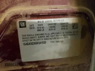 2016 Buick LaCrosse with VIN 1G4GA5G36GF241833, listed as a Copart auction lot 46868515 with 213,448 mi miles and Salvage title. Bid and sale history available at DreamBid. Image 12.