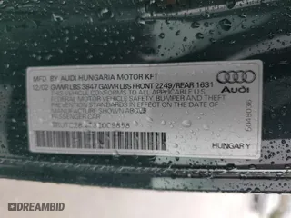 2003 Audi TT with VIN TRUTC28N131009858, listed as a Copart auction lot 49041755 with 50,148 mi miles and Salvage Title. Bid and sale history available at carsss.com. Image 12.