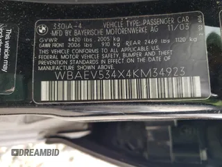 2004 BMW 3 Series 330i with VIN WBAEV534X4KM34923, listed as a Copart auction lot 81087664 with 170,086 mi miles and Clean Title. Bid and sale history available at carsss.com. Image 12.