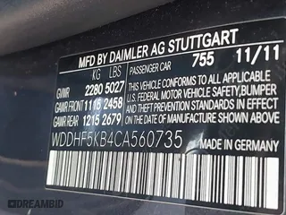 2012 Mercedes-Benz E-Class E 350 Luxury with VIN WDDHF5KB4CA560735, listed as a IAAI auction lot 41987988 with 177,146 mi miles. Bid and sale history available at carsss.com. Image 9.