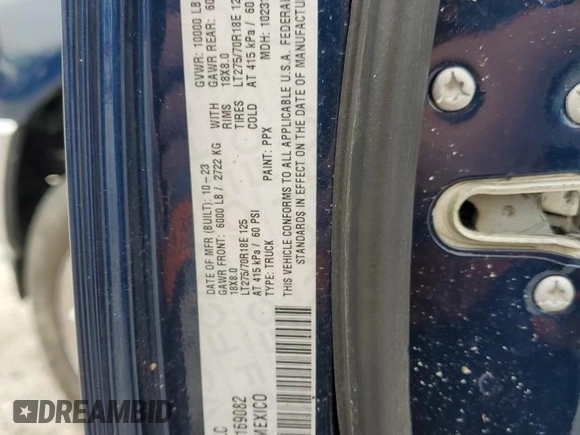 2024 Ram 2500 Tradesman with VIN 3C6UR5HL0RG169082, listed as a Copart auction lot 59879335 with 13,732 mi miles and Salvage title. Bid and sale history available at DreamBid. Image 12.