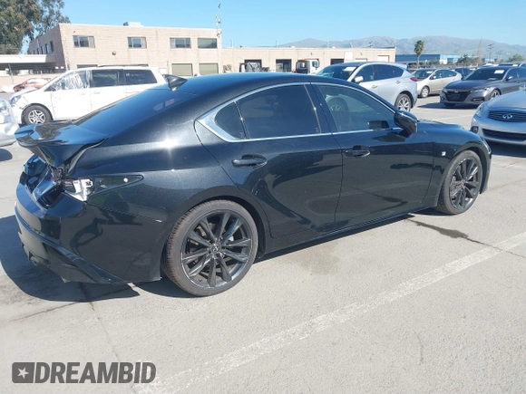 2021 Lexus IS with VIN JTHGZ1B29M5038391, listed as a IAAI auction lot 41647851 with 45,446 mi miles. Bid and sale history available at carsss.com. Image 4.