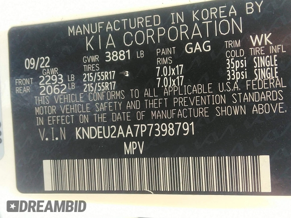 2023 Kia Seltos S z VIN KNDEU2AA7P7398791, wystawiony jako IAAI lot #42162988 z przebiegiem 66 065 mil mil oraz . Historia ofert i sprzedaży dostępna na DreamBid. Obrazek 9.