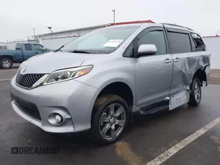 2017 Toyota Sienna SE with VIN 5TDXZ3DC4HS806247, listed as a IAAI auction lot 41323320 with 18,212 mi miles and . Bid and sale history available at DreamBid. Image 2.