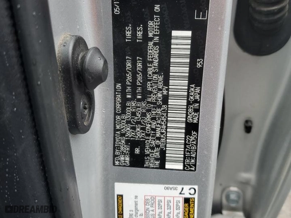 2017 Toyota 4Runner SR5 with VIN JTEBU5JR4H5454138, listed as a Copart auction lot 51929035 with 72,561 mi miles and Clean Title. Bid and sale history available at carsss.com. Image 12.