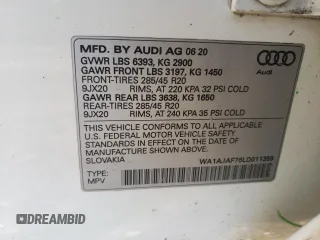 2020 Audi Q7 Premium with VIN WA1AJAF76LD011359, listed as a Copart auction lot 71723414 with 158,622 mi miles and Salvage Title. Bid and sale history available at carsss.com. Image 14.