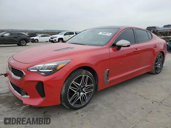 2022 Kia Stinger GT1 with VIN KNAE45LC0N6113591, listed as a Copart auction lot 79040614 with 27,840 mi miles and Salvage Title. Bid and sale history available at DreamBid. Image 1.