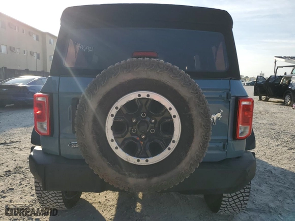 2021 Ford Bronco with VIN 1FMDE5DH5MLA96921, listed as a Copart auction lot 42522835 with 24,485 mi miles and Salvage Title. Bid and sale history available at carsss.com. Image 6.