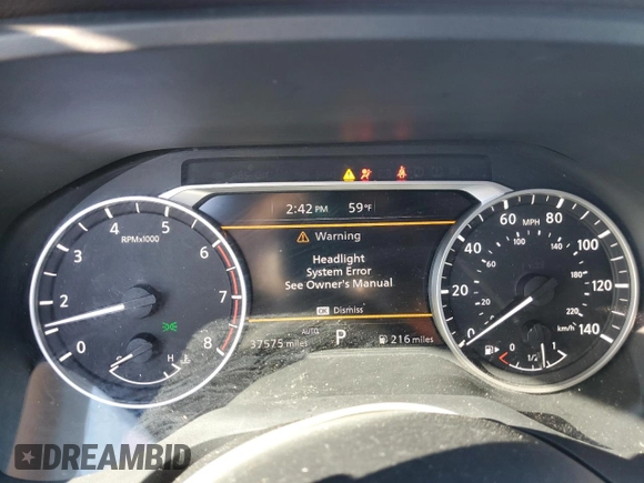 2022 Nissan Rogue SV with VIN 5N1BT3BB3NC724489, listed as a Copart auction lot 42654825 with 37,575 mi miles and Salvage Title. Bid and sale history available at DreamBid. Image 9.