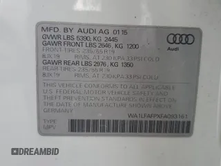 2015 Audi Q5 Premium Plus with VIN WA1LFAFPXFA093161, listed as a Copart auction lot 56824935 with 124,365 mi miles and Clean title. Bid and sale history available at DreamBid. Image 13.