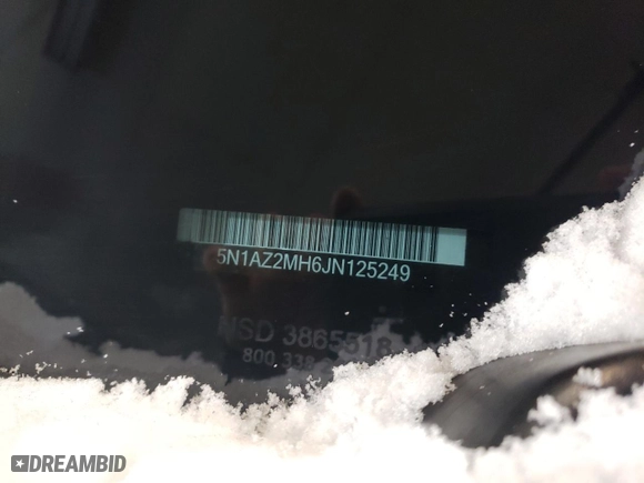 2018 Nissan Murano Platinum with VIN 5N1AZ2MH6JN125249, listed as a Copart auction lot 44945105 with 129,431 mi miles and Salvage Title. Bid and sale history available at carsss.com. Image 15.