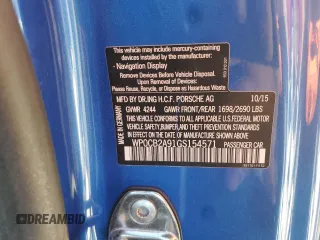 2016 Porsche 911 Carrera S with VIN WP0CB2A91GS154571, listed as a Copart auction lot 76408344 with Not Provided miles and Non Repairable. Bid and sale history available at carsss.com. Image 13.